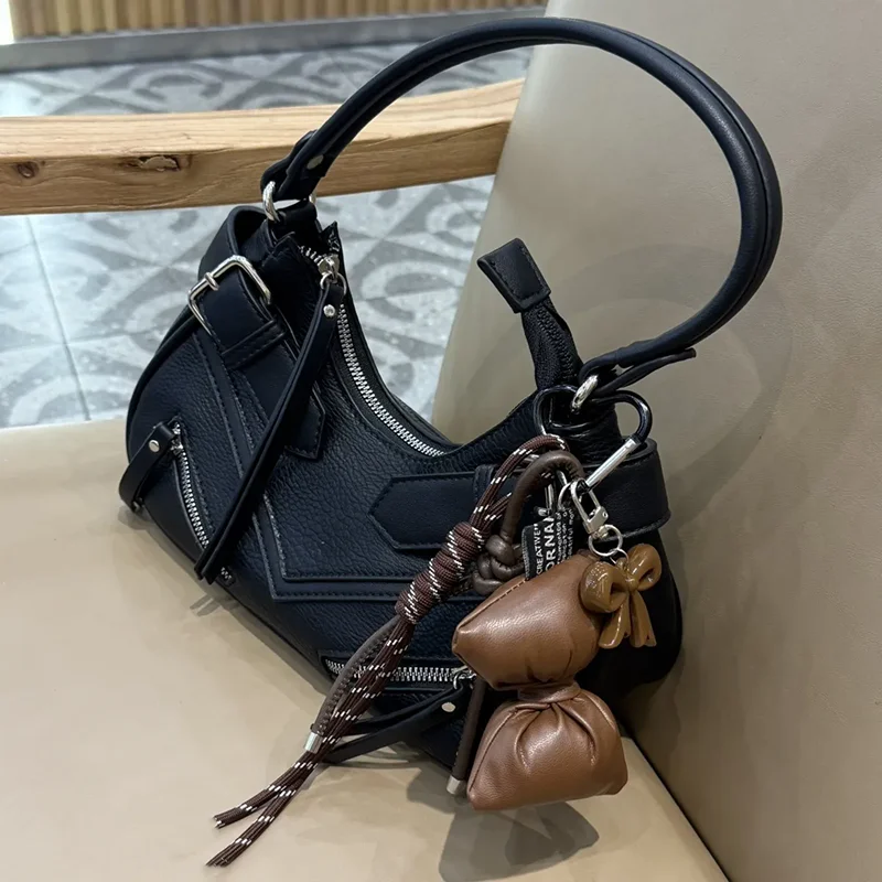 Sweet Quilted Leather Bow Keychain Organizer Cute Mini Bag Charm for Girls Sweet Korean Bow Key Holder with Pendant