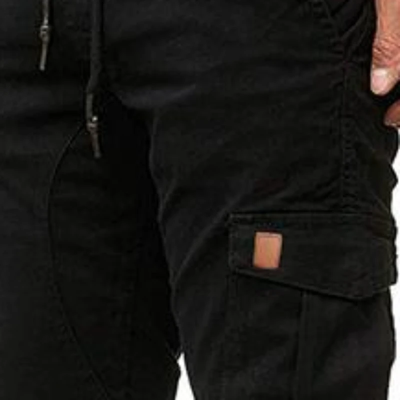 Description Picture 5 of item1 PC New European Size Men's Leather Tie Belt Casual Pants Asian Men's Solid Color Work Pants Men
