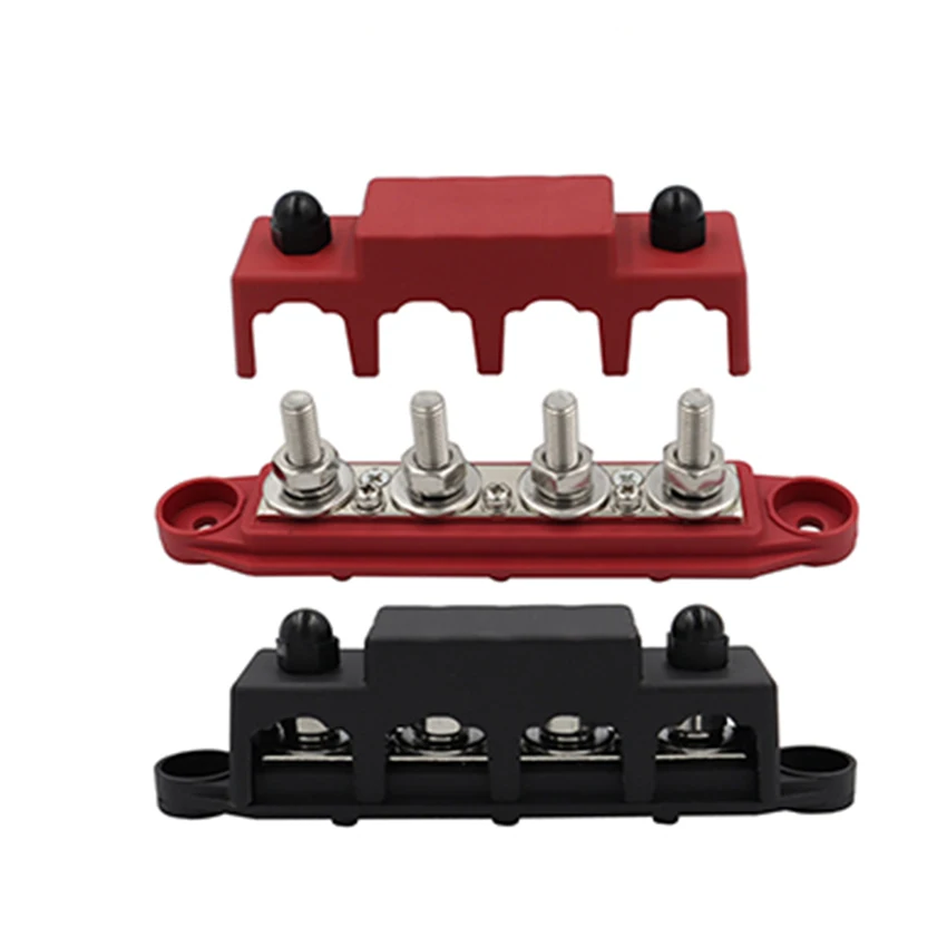 12V Power Distribution Block 250A Bus Bar with 4 x 5/16" Studs Marine Battery Busbar Terminal Block for Automotive