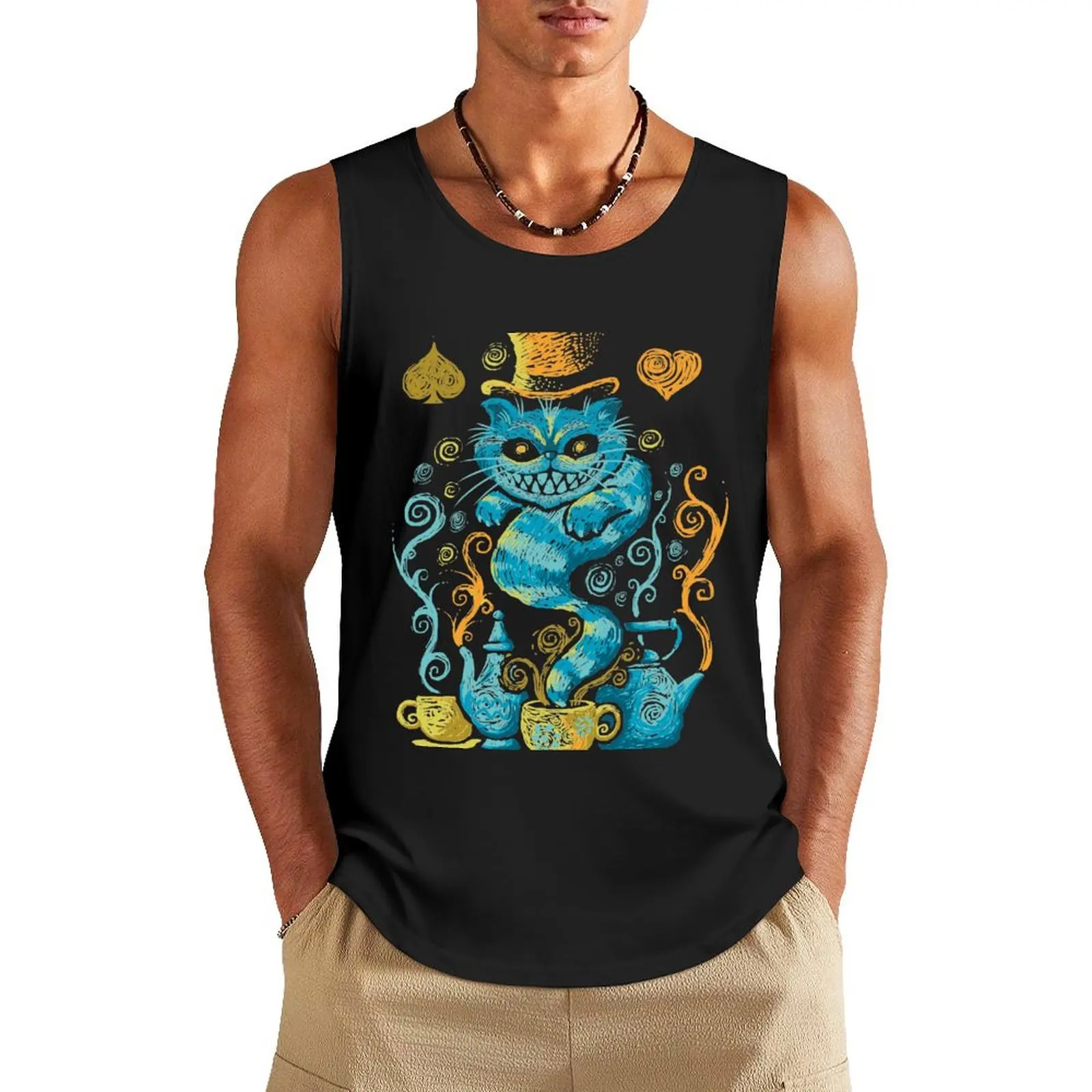 

Wondercat Impressions Tank Top Men's tops Men's summer clothes sleeveless t-shirts for men Gym T-shirts for men