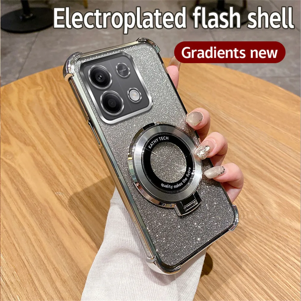 Shockproof Gradient Glitter Stand Phone Case with Bracket