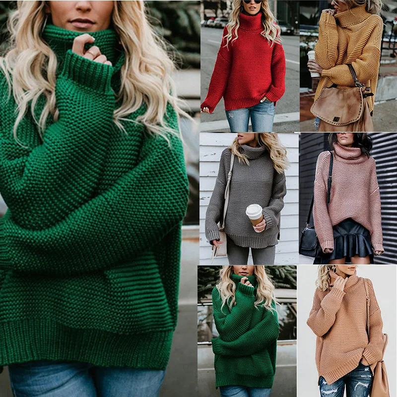 

Knif Tops Autumn and Winter New Knitwears Thick Thread Long Sleeve High Neck Pullover Sweater Women's Clothing Dresses For Prom