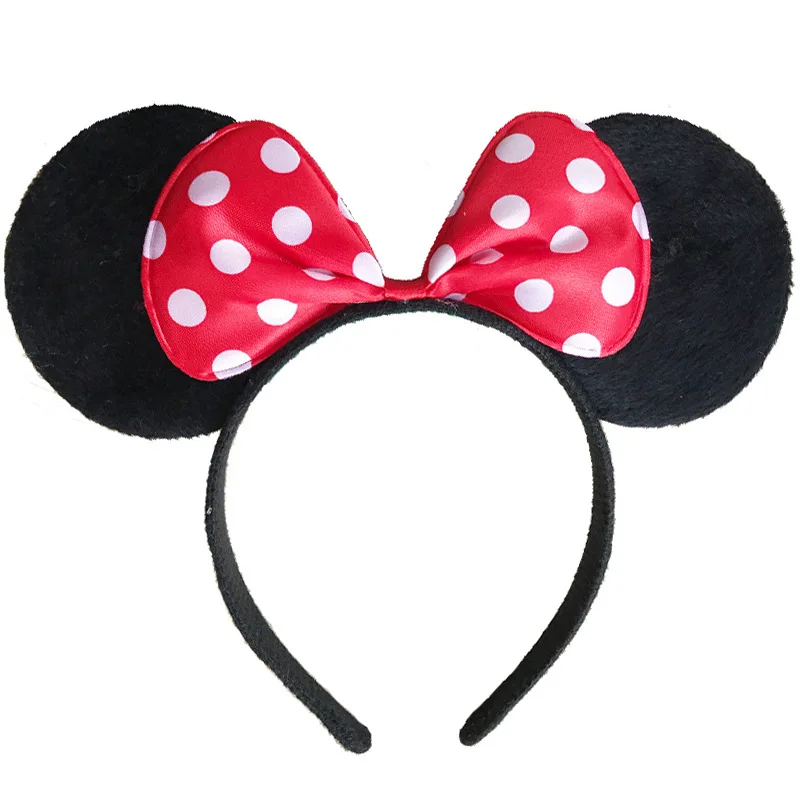 Hair headband girls cute Mickey Minnie bow Korean clip black red pink