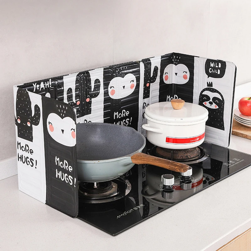 Kitchen Cooker Splash Guard Cooking Frying Oil Splash Screen Cover Aluminium Foil Plate Gas Stove Proof Baffle