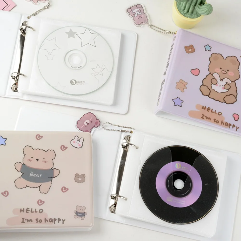 Loose-leaf CD Case Holder Portable CD Storage Collect Book Cards Holder Cartoon Bear DVD Binder cd dvd storage bag,cd dvd storage case