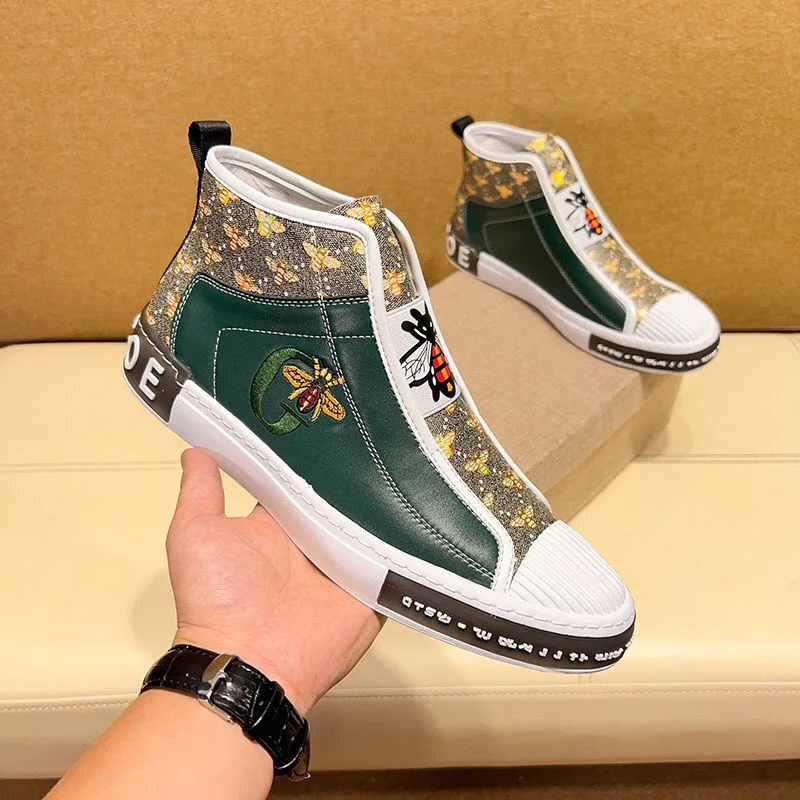 High-top Men Genuine leather Outdoor Sports shoes Luxury fashion Lace-up sneaker Classic Handmade Running shoes