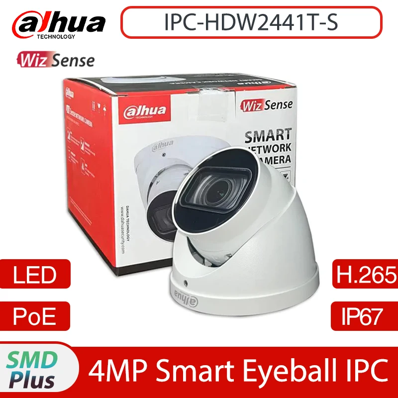 Dahua Ipc-Hdw2441T-S Sostituisci Ipc-Hdw2431T-As-S2 4Mp Ir 30M Starlight Fixed-Focal Eyeball Wizsense Network Poe Security Camera