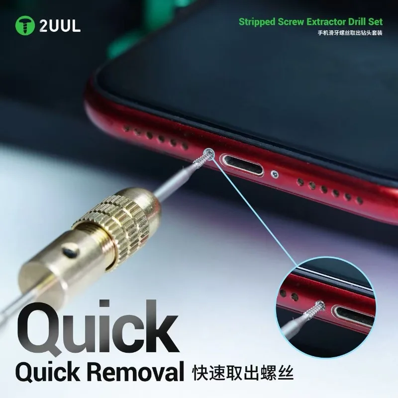 2UUL SD90 Professional Damaged Screw Extractor Kit for Removing Stripped Broken Screws Phone Laptop Repair Tool Set