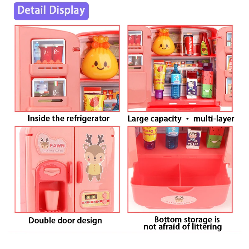 Children Toys Mini Doll Fridge Furniture Kitchen Miniatures Refrigerator Role Playing Game Montessori Play Food Toys for Girls 4