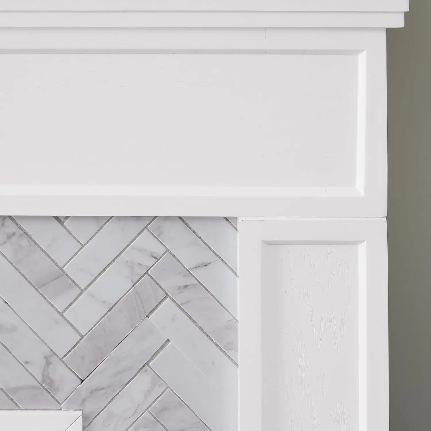 Torlington Indoor Electric Fireplace with Mantel, Color Changing LED Flame, White/Gray Marble 6