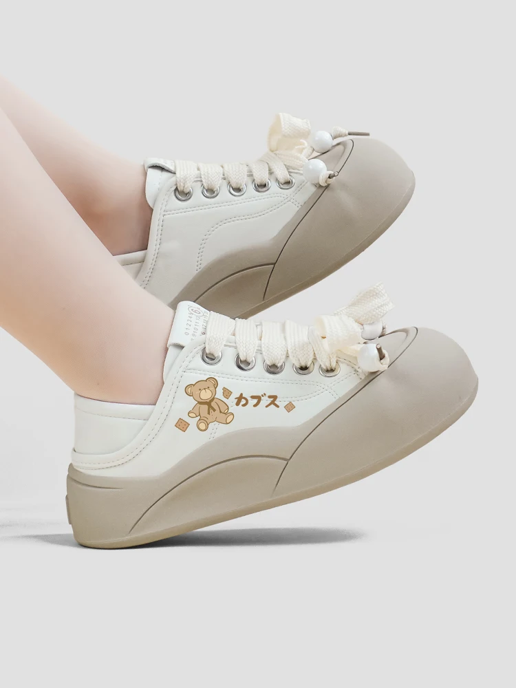 

Туфли Lolita женские на толстой подошве, милые кеды для скейтборда, универсальные кожаные, белые, для студентов, весна-лето