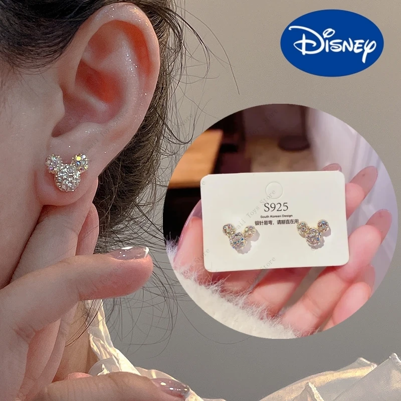 

Disney Mickey Mouse Earrings S925 Sterling Silver Needle Simple High Quality Earring Female Jewelry Fashion Accessorie Gift