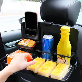 Vassoio Multifunzionale Pieghevole Portatile per Sedile Posteriore Auto, per Cibo, Acqua, Tazza e Telefono