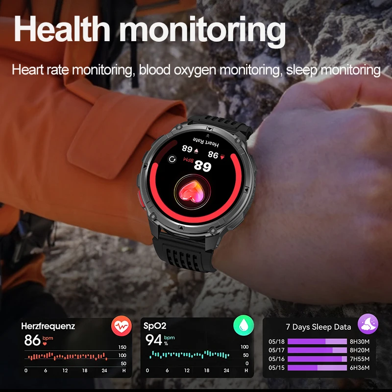 LIGE 2026 Military Men Smart Watch Compass Waterproof Bluetooth Call Smartwatch Heart Rate Monitor Fitness Sports Smart Watches