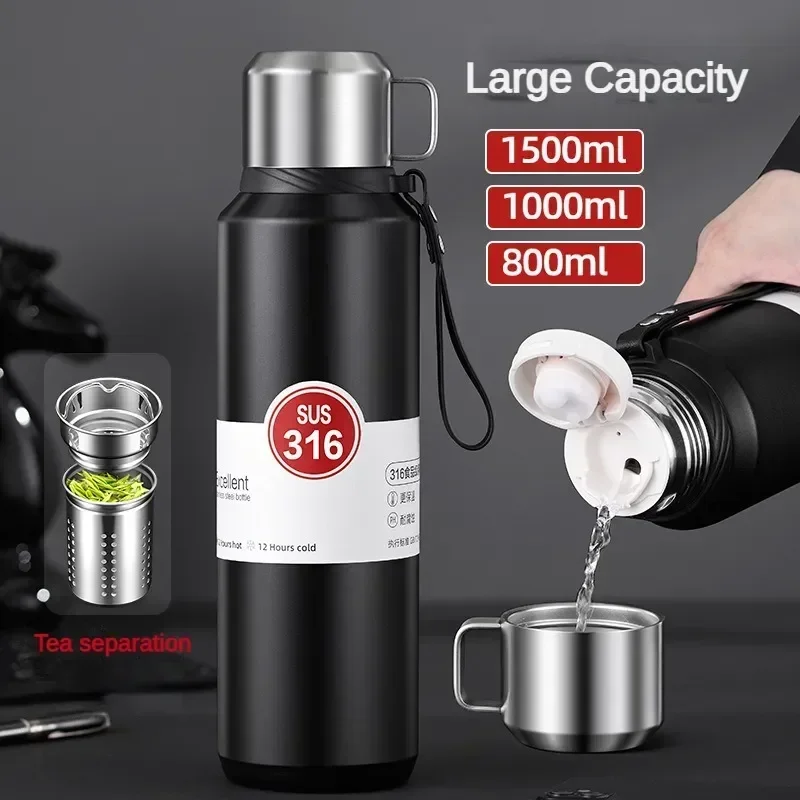 

1 Liter 316 Stainless Steel Thermos Cup with Lid Cup Sublimation Tumbler Water Bottle 24-hour Thermal Insulation Vacuum Flask
