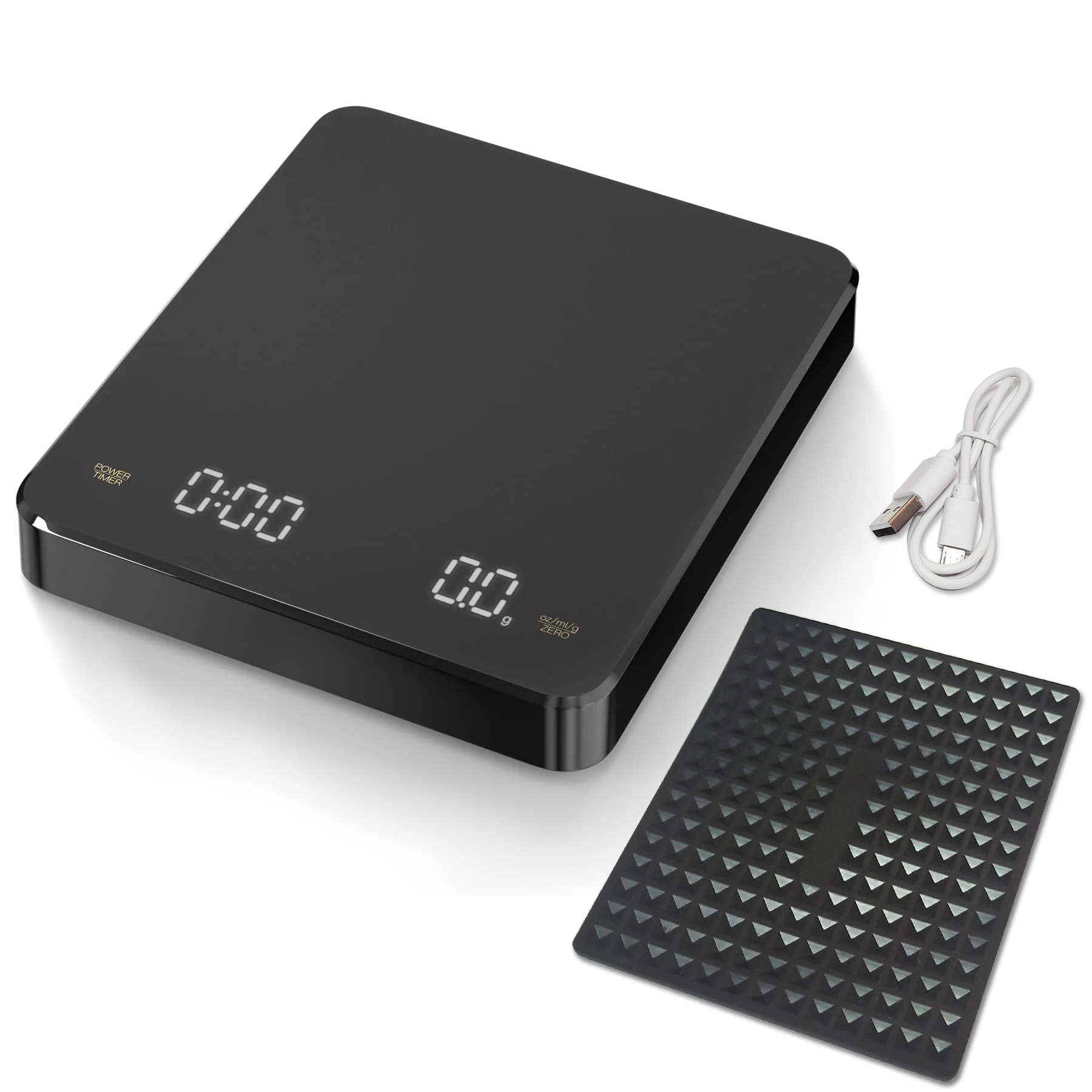 Enhanced Digital Kitchen and Coffee Scale with Timer & LED Backlight, High Precision