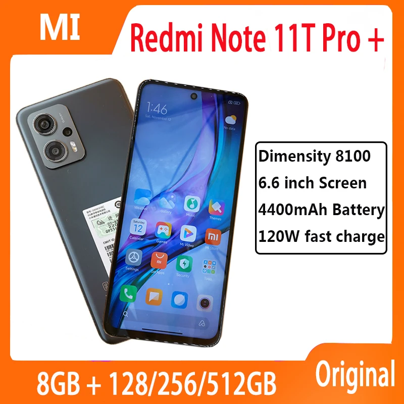 Global Rom Xiaomi Redmi Note 11T Pro Plus 5G 6.6 120W Fast Charge 4400mAh  Battery 2460x1080 Pixels Chinese Rom