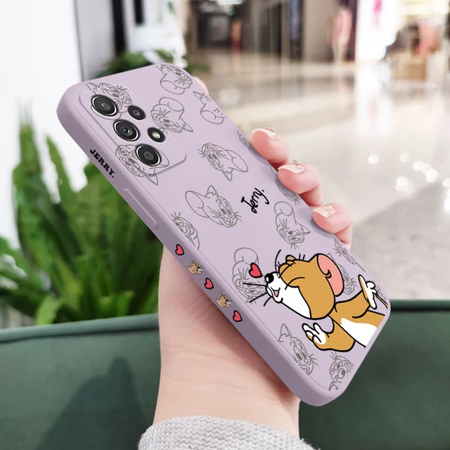 Classic Cartoon Case For Samsung A73 A53 A33 A23 A13 A03S A03 A52 A52S A51 A72 A71 A32 A31 A22 A21S A12 A02S A02 4G 5G Cover Light Purple 2