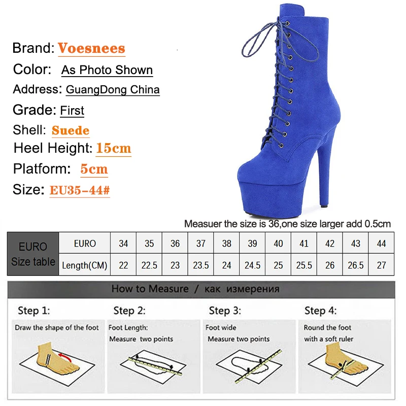 15cm/6Inch Suede Platform Women Ankle Boots Stiletto Inside Zipper Party Club Shoes Solid Color Round Toe Pole Dancing High Heel