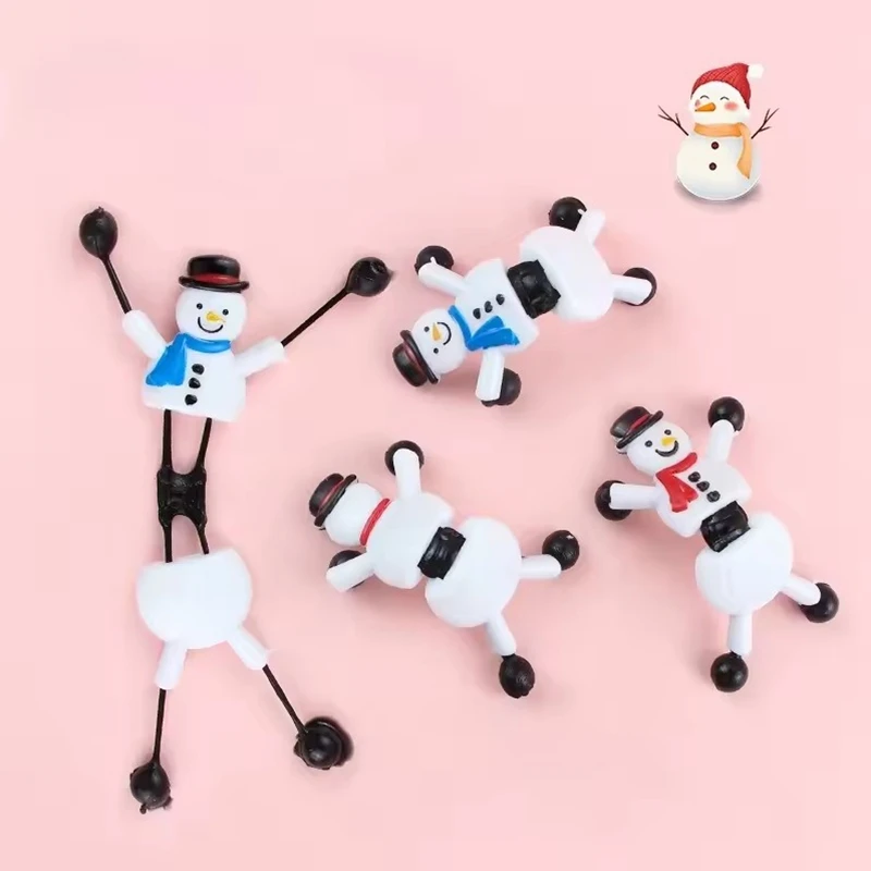 5-20Pcs Climbing Wall Sticky Snowman Cute Poseable Stretchy Toys 2026 New Year Party Kids Gifts Christmas Decoration For Home