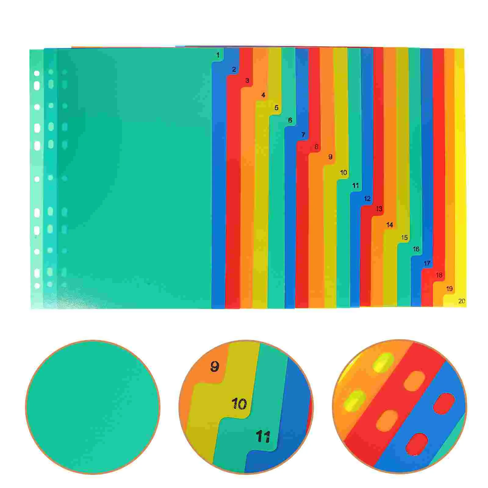 

20 Pcs A4 Separated Loose Leaf Tabbed File Dividers 11 Ring Binder Notebook Notebooks Notepad Markers Index For Adhesive