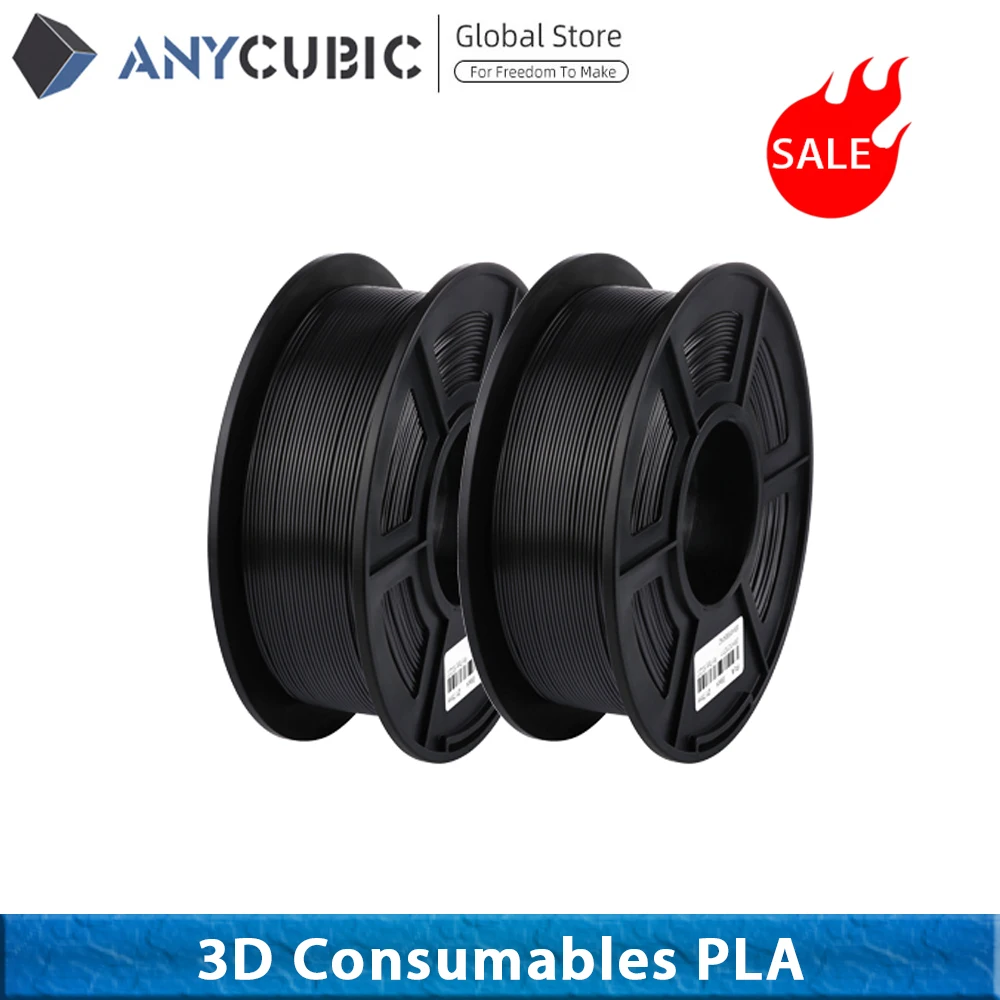 ANYCUBIC 3D Printer 1KG 1.75mm Black PLA Filament Spool for 3D Printers & 3D Pen 