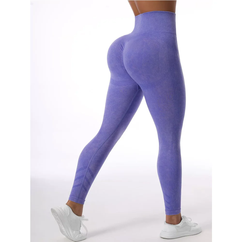 Washed Women Seamless Hip Lifting Slim Sports Leggings High Waist Tights Fitness Legging Push Up Workout Yoga Pants Gym Clothing