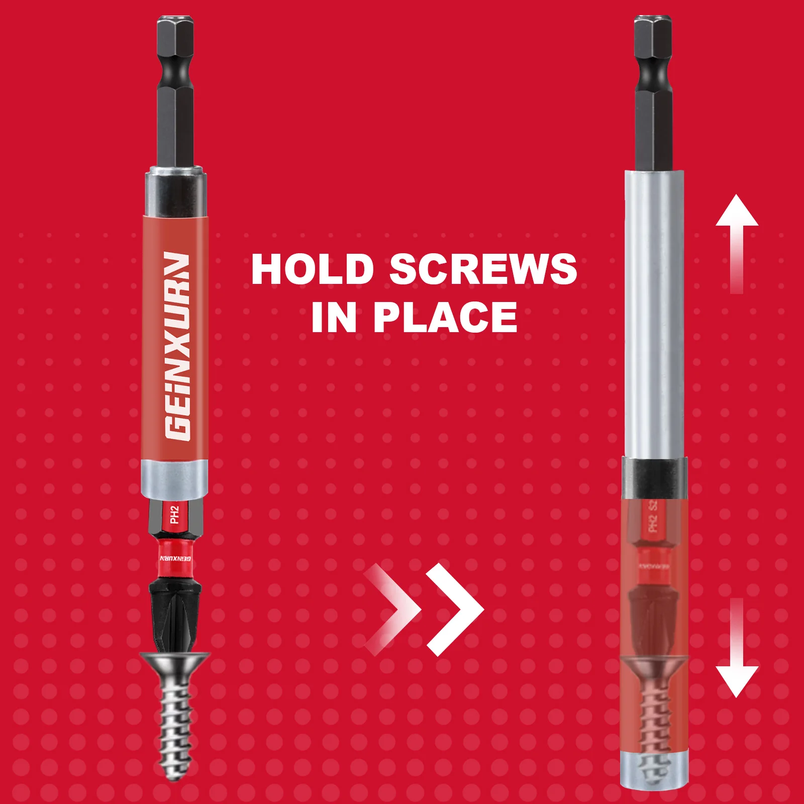 Drive Guide Geinxurn Self Retracting Sleeve(3.15&rdquo;) Screwdriver Bit Magnetic Drill Bit Tip Holder