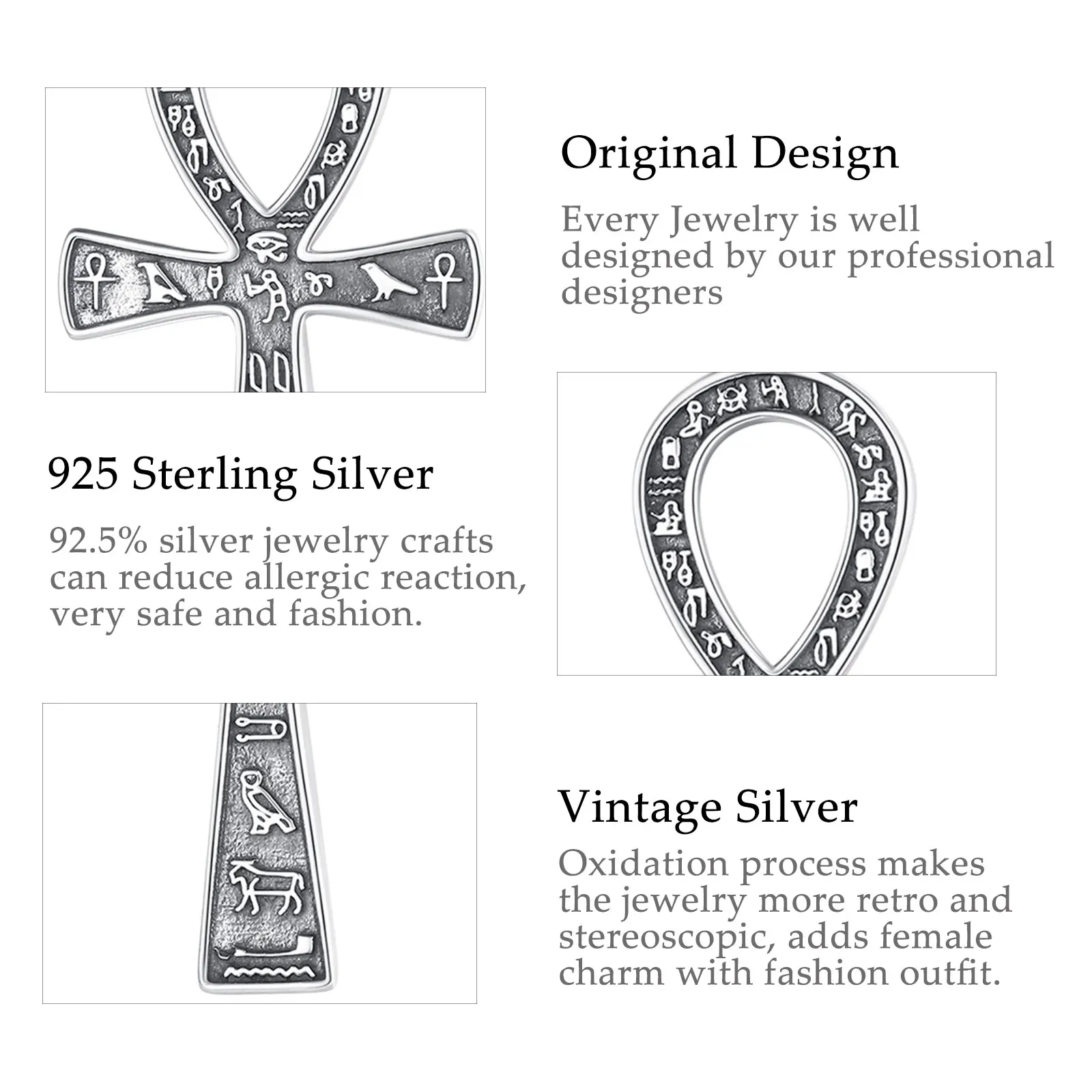 Eternal Life Ankh Cross Silver Necklace - Image 7