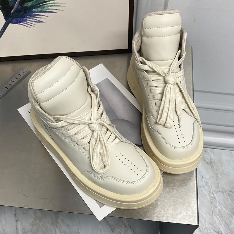 Genuine Leather Retro White Sneakers Platform Shoes Women Chunky sneakers comfortable chaussure Sport Thick Sole Walking shoe 2