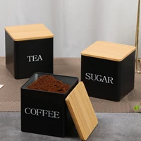 3Pcs Coffee Bean Storage Canisters Tea Sugar Vacuum Sealed Jars Iron Canisters Heat Kitchen Cream Can Airtight Lid 1