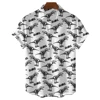 Black And White Simple Men's Shirt Cute Dinosaur Print Men's Clothing Lapel Oversized Short Sleeve Shirt Fashion Street Tops 3
