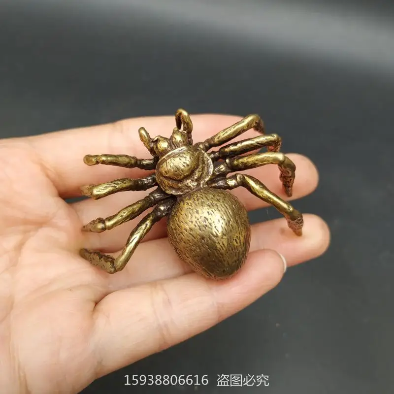 

Antique Solid Brass Pure Copper Five Poisons Spider Desktop Mini Decoration Retro Tea Pet Tea Antique Antique Collection