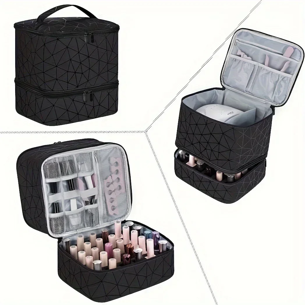 Storage Bag Women's Portable Double-layer Nail Polish Organizer Travel Essential Oil Storage Box Multi-function