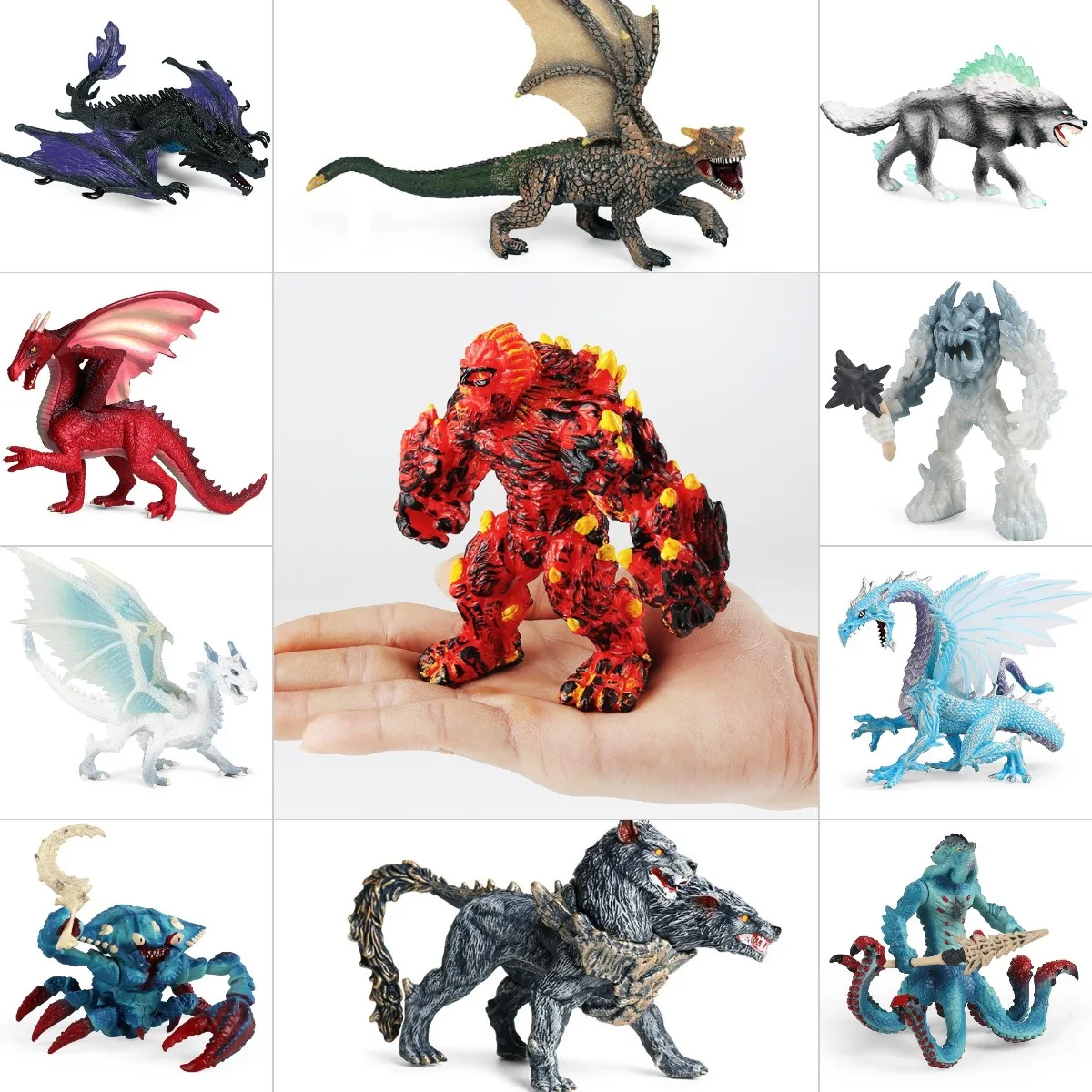 

Simulation Myth Animal Monster Solid Model Night Hunting Dragon Octopus Monster Ice Dragon Sea Dragon Children's Toy Decoration
