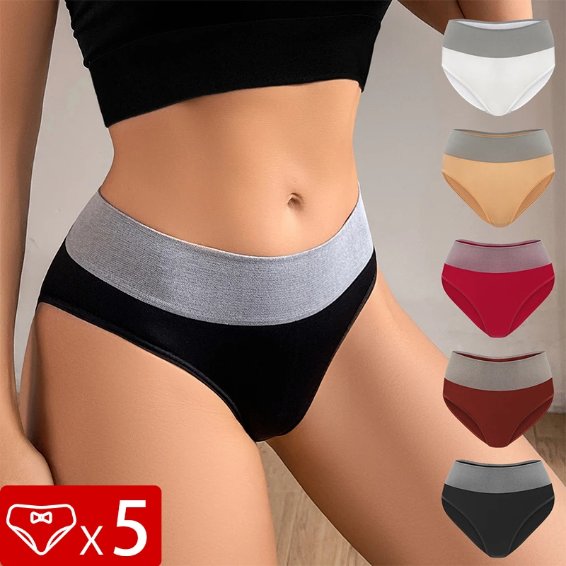 

5pcs Seamless Women Panties Mid Waist Solid Breathable Female Briefs Sexy Underwear Soft Comfortable New Fashion Underpants