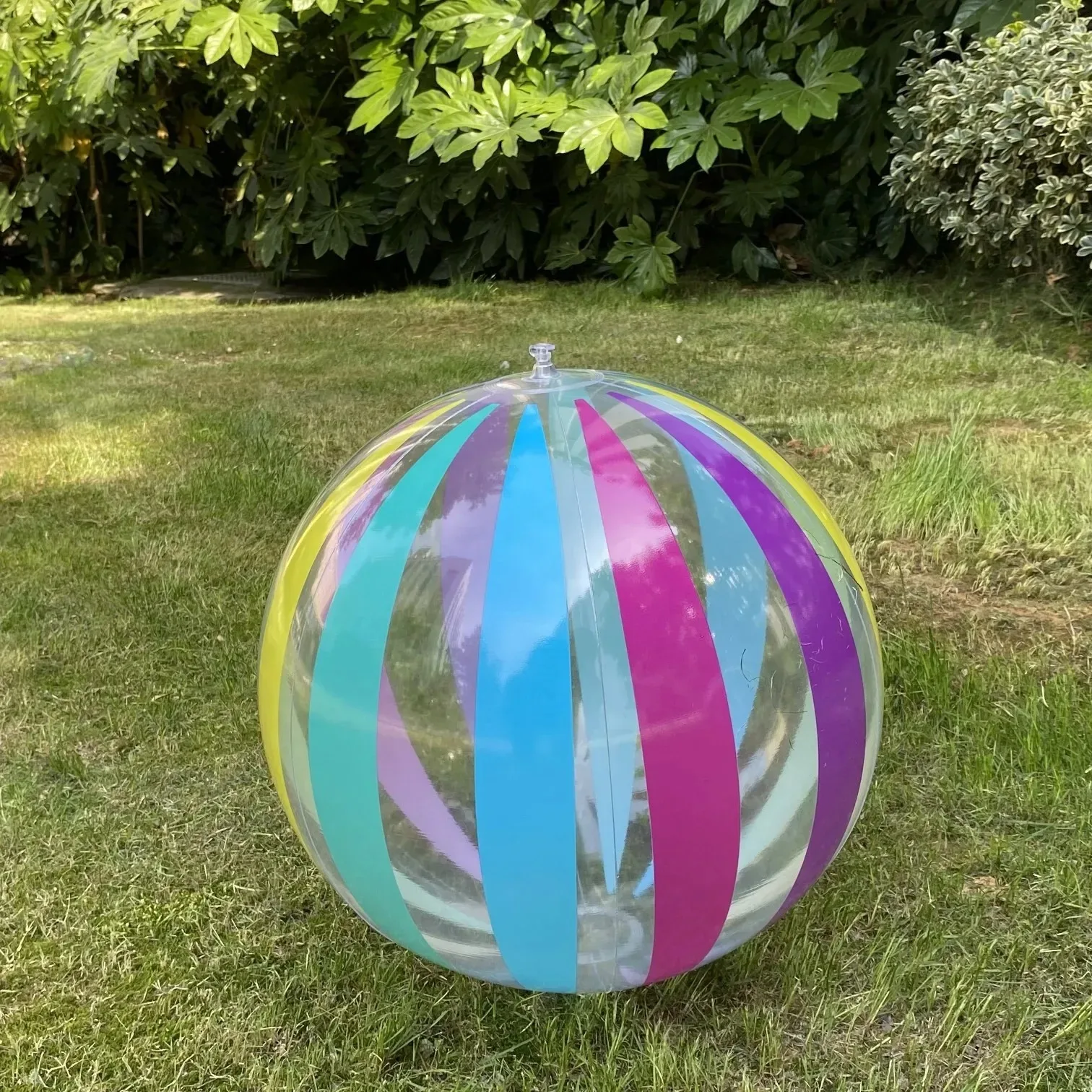 1pc Transparent Colorful Stripe Inflatable Beach Balls PVC Pool Toy for Birthday Party Supplies Hawaiian Summer Decor Water Toys