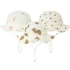 Korean Bear Baby Hat Muslin Cotton Bucket Hats for Girls Boys Cute Printed Spring Summer Infant Fisherman Cap Beach Accessories 1