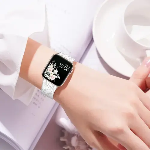 Engraved Band for Apple Watch Strap 46mm 44mm 42mm 41mm 40 45mm Ultra 3 2 49mm Floral Bracelet Iwatch Series 11 10 9 8 7 SE 6 5 - Image 6
