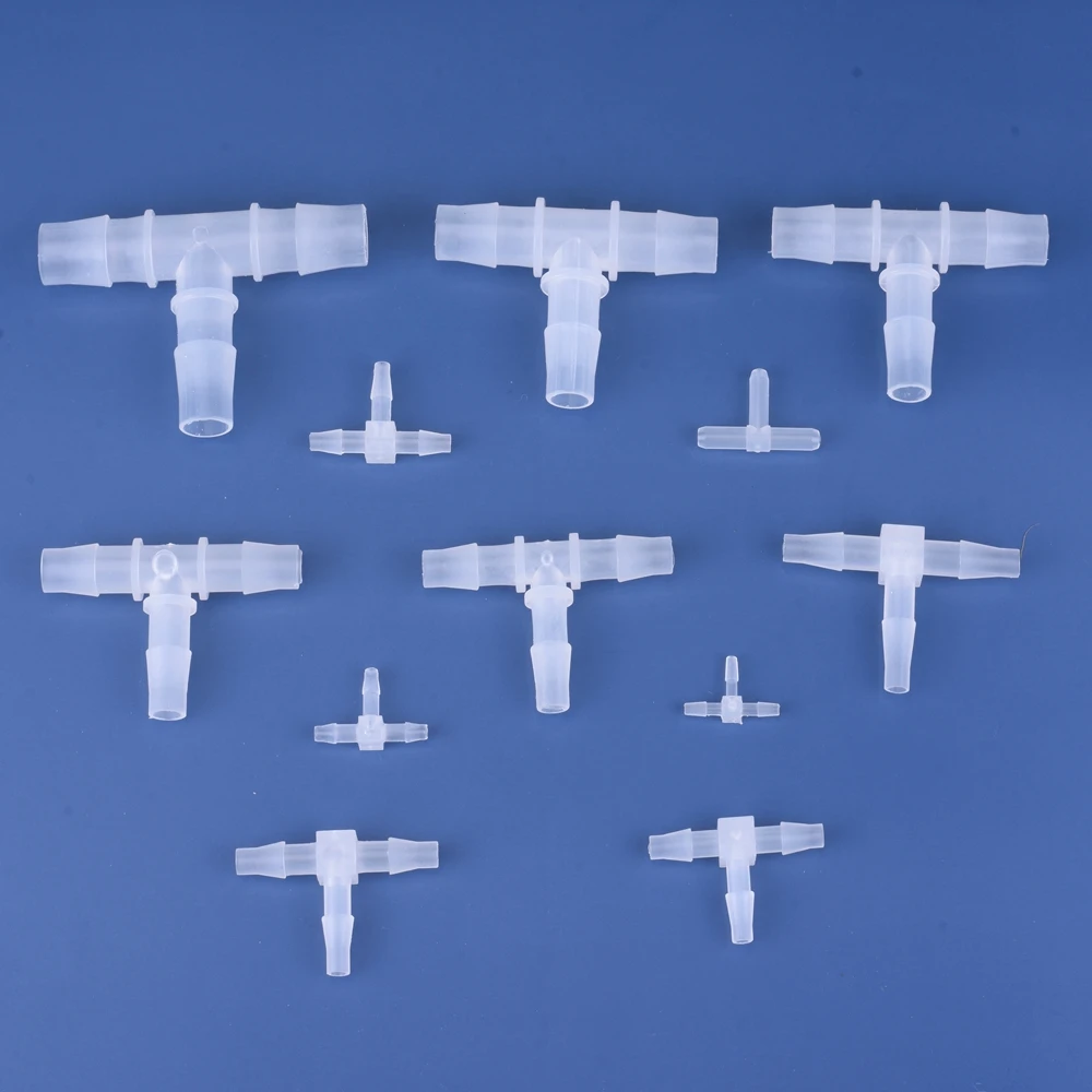 Plastic Pipe Fitting 1.6mm-14.2mm Pagoda Barb Equal 3 Way Tee Type Fish Tank PP Insert Hose Connector Home Garden