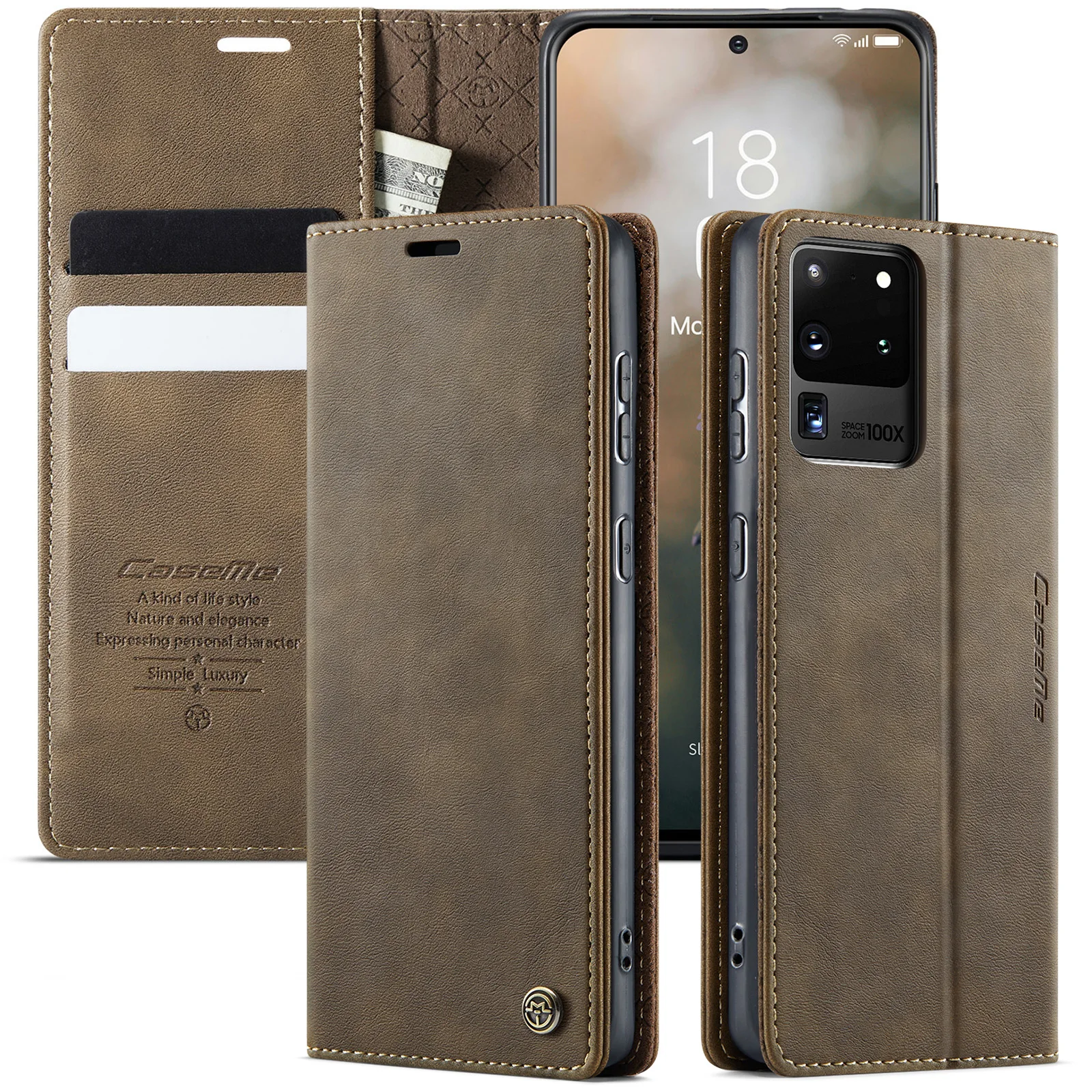 Luxurious Flip PU Leather Wallet Case with Card Slots and Money Bag Compartments