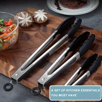 Pinze da Cucina in Acciaio Inox Resistenti con Punte in Silicone, Disponibili in 3 Misure, Alta Resistenza al Calore, Design con Blocco per Presa Sicura 2 Pinze da Cucina in Acciaio Inox Resistenti con Punte in Silicone, Disponibili in 3 Misure, Alta Resistenza al Calore, Design con Blocco per Presa Sicura 2