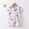 2024 New Baby Onesies Climbing Clothes Pure Cotton Summer Newborn Boys Girls Rompers Short-Sleeved Thin Harness Infant Clothes 6