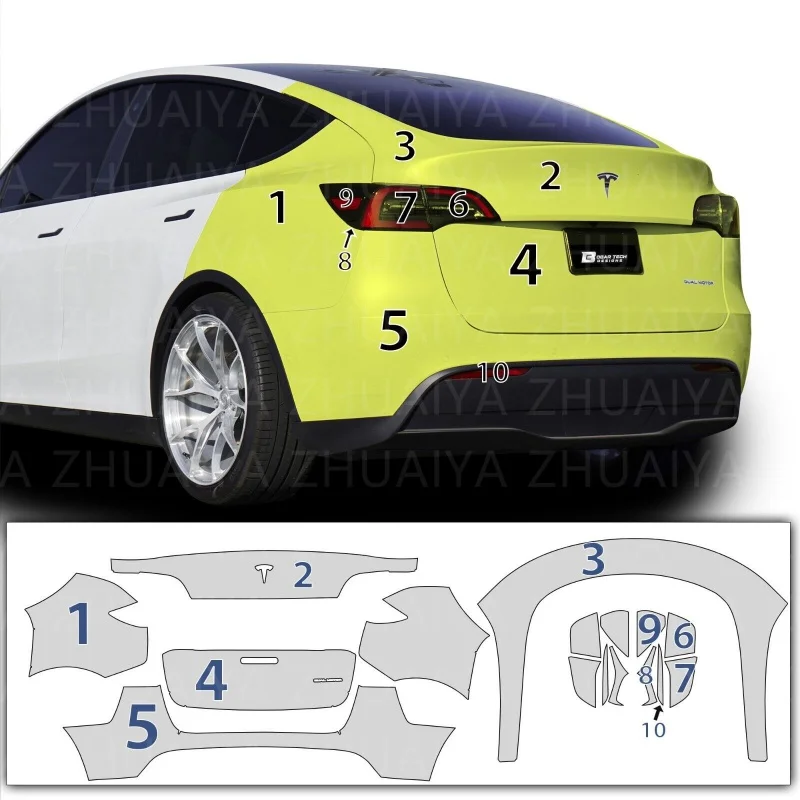 ZHUAIYA Pre Cut 8mil Car Paint Protection Film Clear Bra PPF Decal Kit for Tesla  Model 3 Y 2020 2021 2022 2023 - AliExpress