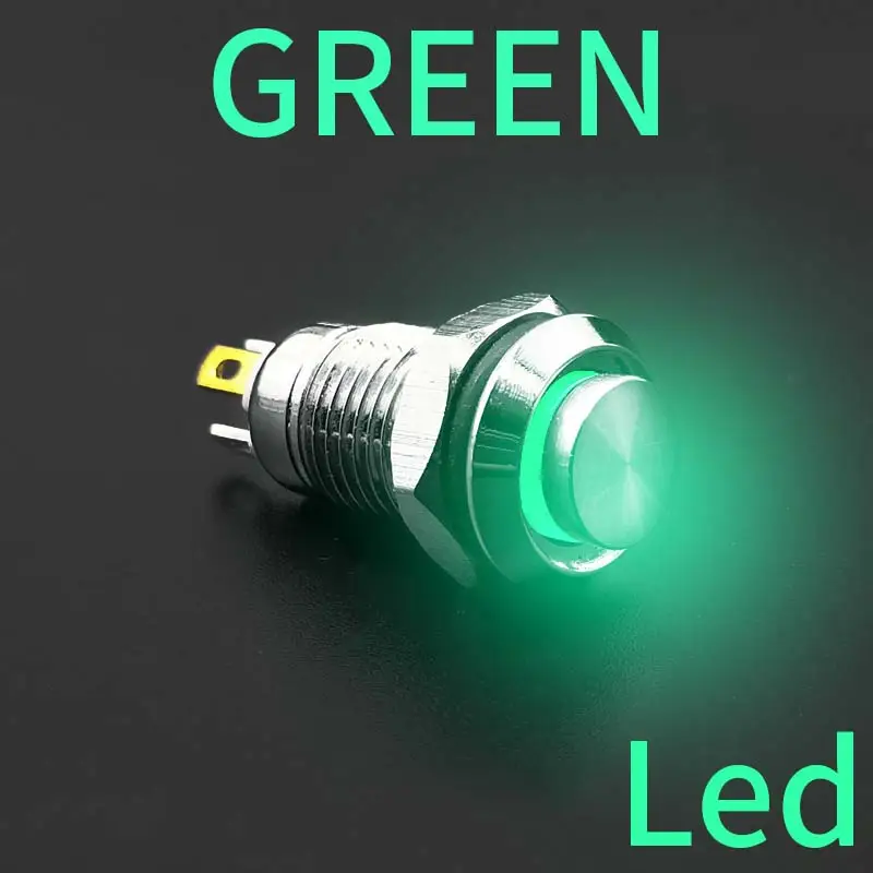 1NO High head Waterproof Metal Push Button Switch LED Light Self-locking/reset 3/6/12/24/220V 8/10/12/16mm Brass nickel plating - Image 8