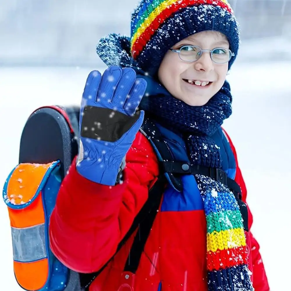 Waterproof Polyester Kids Ski Gloves Winter Warm