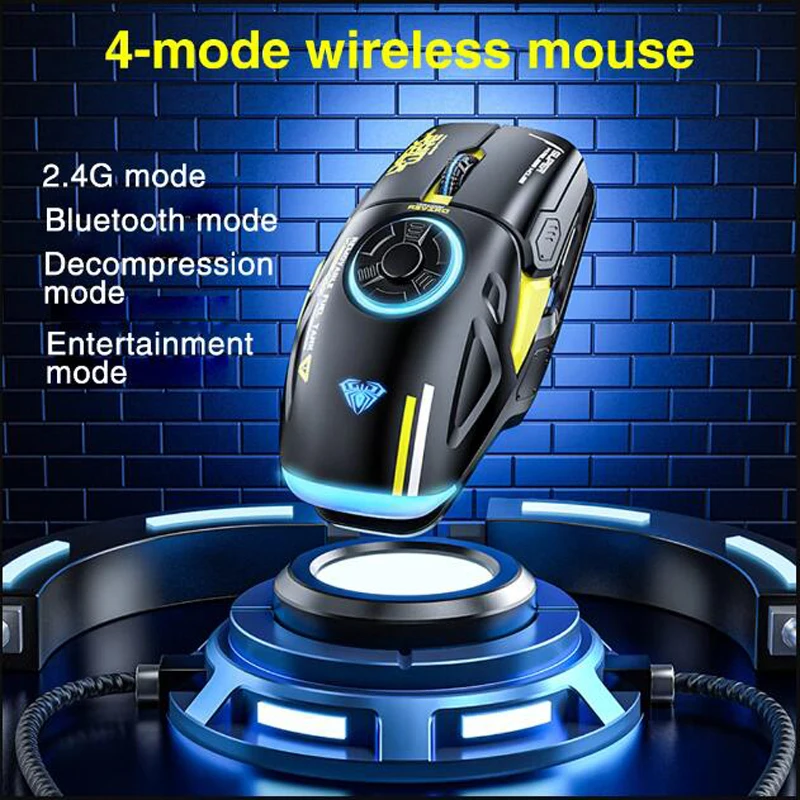 AULA H530 Newest Wireless Mouse four-mode decompress charging gyro mouse rotating esports gaming RGB mouse