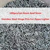 100pcs/Lot 8mm & 9mm Stainless Steel Replacement Hinge Pins For Zippo Kerosene Lighter Out Case Link Repair Accessory Wholesale 4