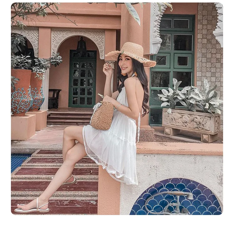 Hand Woven Raffia Embroidered Letter Sun Beach Hat Brim Straw Hat