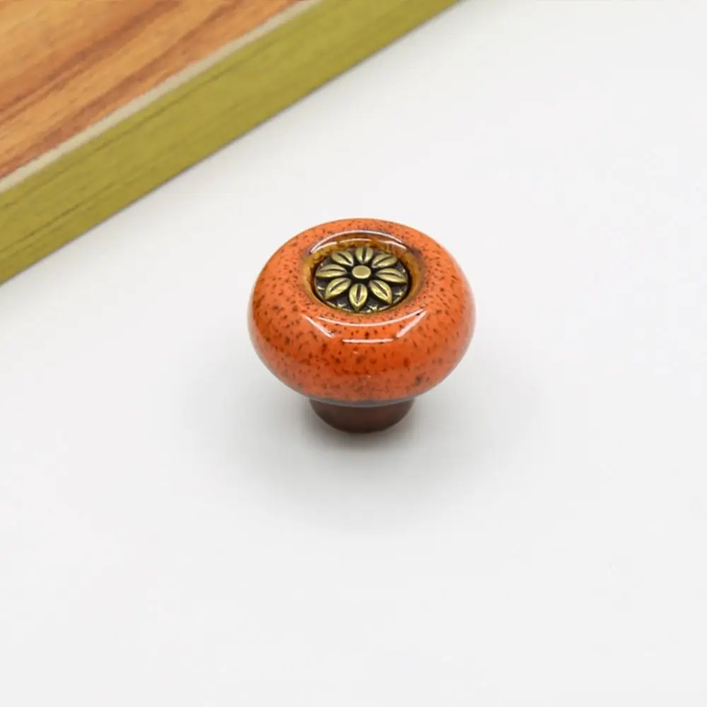 Single Hole Cabinet Knob Simplicity European Style Glazed color Drawer Knobs Zinc alloy Round Door Pull Handles Furniture
